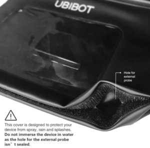The hole at the bottom of the water resistant case can be used to connect an external probe to a data logger.
