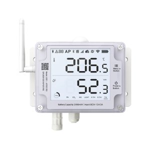 GS1 data logger has a large LCD screen to view environmental conditions.