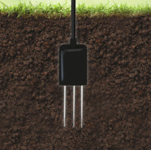 The soil temperature and moisture probe is shown in soil.